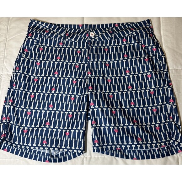 Birdies & Bows Golf Shorts Tee And Bows Print Size 8 Navy Pink - Picture 1 of 10